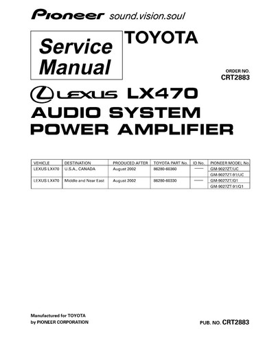 Service manuel instructions - service, d'instructions