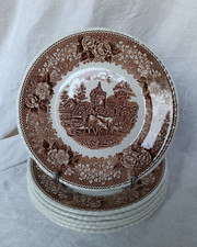 6 assiettes à gâteau en faïence ADAMS English scenic brun