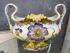 Jardinière en barbotine, Décor au Pavot Signée Delphin Massier Vallauris AM