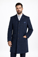 Marine Manteau Laine Velours