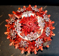 PLAFONNIER BANCI FIRENZE, ROUGE, HOLLYWOOD REGENCY, Ø 30 CM, FABRIQUÉ EN ITALIE