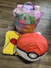 Pokemon Twin Bedding Set Pikachu Bulbasaur Charmander Squirtle Blanket + Sheets