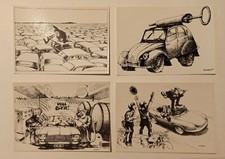 4 carte postale Voiture automobile humour Claude Serre