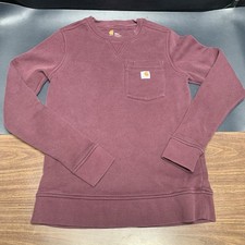 Carhartt Crew Neck Sweatshirt With Pocket Women’s XS Relaxed Fit Maroon. A3