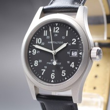 [Near MINT] HAMILTON Khaki Mechanical 000095 38mm Black Hand-Winding Men's Watch