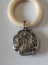 Ma Collection Hochet Ancien Bébé Argent Poinçon Art nouveau/déco Berceau Lierre 