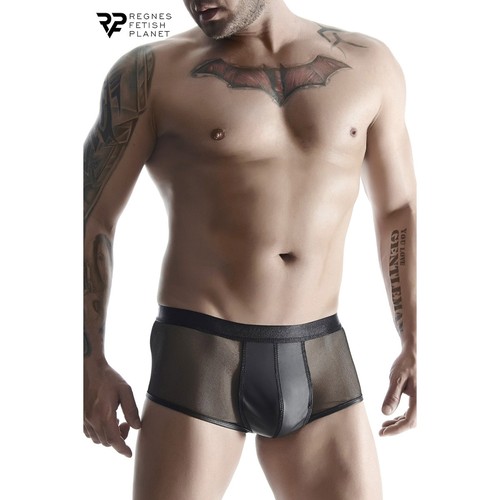 Boxer noir wetlook mesh - boxer,