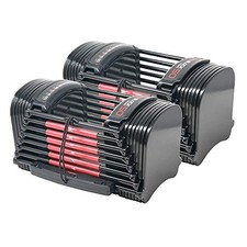 POWERBLOCK 50 ADJUSTABLE DUMBBELLS, SOLD IN PAIRS, 10-50 LB - BLACK/RED