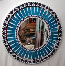 Miroir en Bois Et Mosaïque De