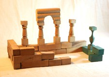 ANTIQUE TOY - Wooden Parts Lot - Construction Small Architect VIM24ARC001
