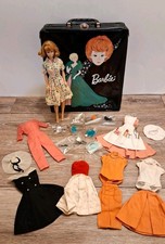 Vintage Barbie Blonde Midge With Tagged Label Clothing And Case, 1960's Mattel