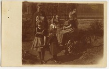 Portrait Woman & Children Trailer - Old Year Photo. 1910