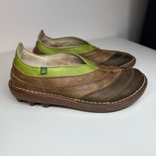 El Naturalista Brown and Green Slip-On Shoes Leather Shoes Size 36