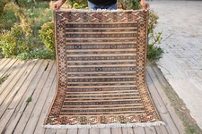 Tapis Turkmène 40''x56'' Noué Main 3x4 Oriental Laine Eclectique Tapis 103x145cm