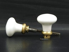 ▨6X6mm,Ancienne Paire de Poignées,Boutons de Porte en Porcelaine ronde, Blanche