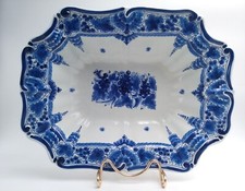 DELFT Large Blue & White Earthenware Fruit Cut Floral Decor