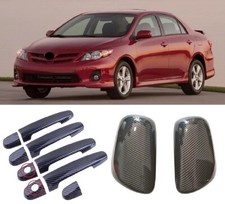 Carbon Fiber Mirror Door Handle Bowl Cover Trim For 09-13 Toyota Corolla 11pcs