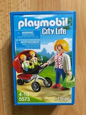 Neuf Playmobil City Life 5573 - Maman Avec poussette et Bébés Jumeaux /15 pièces