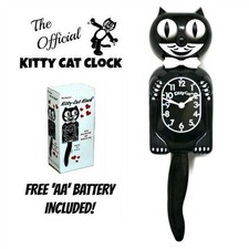 BLACK KITTY CAT CLOCK (3/4