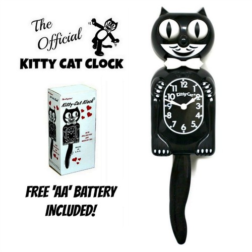 Black kitty cat clock 4 - cat, (3/4