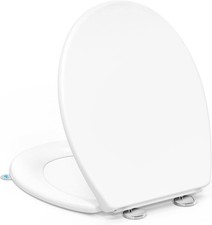 Abattant WC Universel Forme O avec Frein de Chute, Lunette de Toilette Blanche