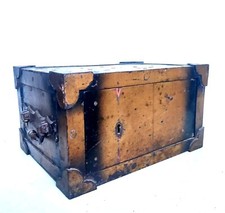 ANCIEN PETIT COFFRE FORT DLG FICHET BAUCHE OLD IRON  STRONGBOX SAFE CASSAFORTE 
