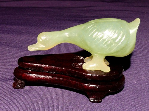 Serpentin figurine oie pied - serpentin,,