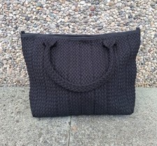 Sac tressé en coton slavé noir - 100 % Made in Italy