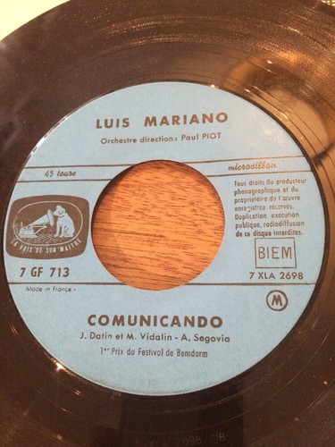 Disque 45t luis mariano - sp,