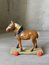Small Horse Antique Toy On Wheels