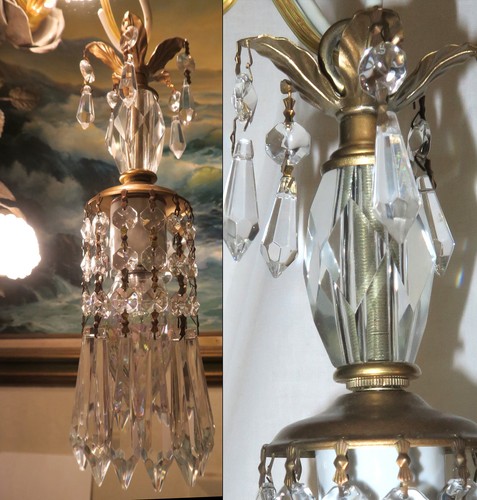 Vintage clear crystal - , brass