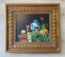 HUILE SUR PANNEAU NATURE MORTE