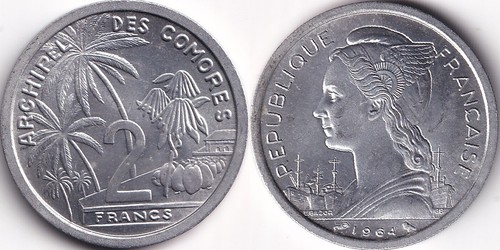 Francs 1964 comores marianne - 2,