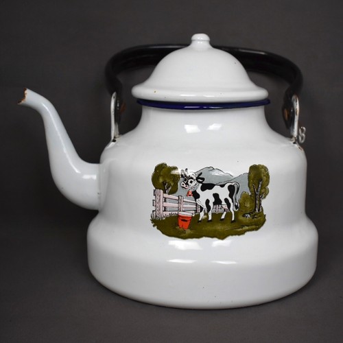 Théière émail blanc - théière,