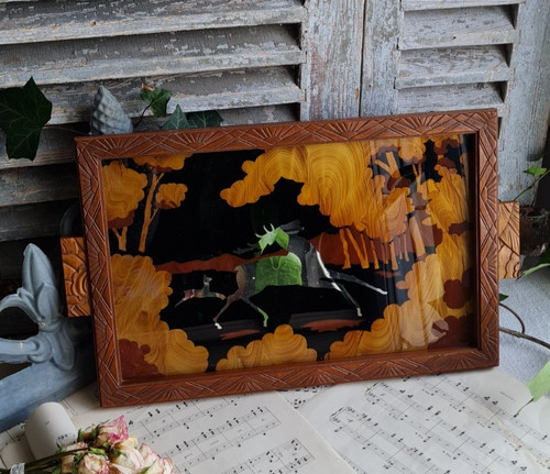 Ancien plateau vintage bois - plateau,