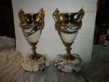 PAIRE DE CASSOLETTE BRONZE ET MARBRE LOUIS XVI 19éme vase