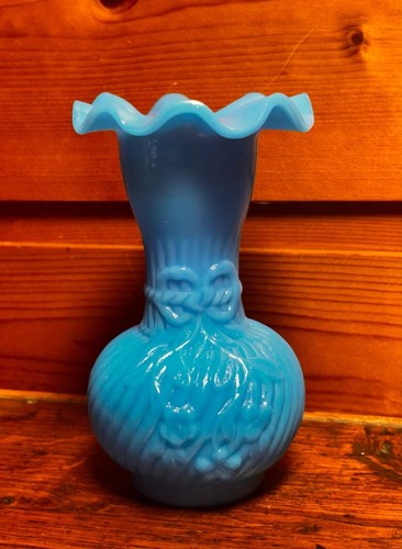 Vase opaline bleue verre - bleue,