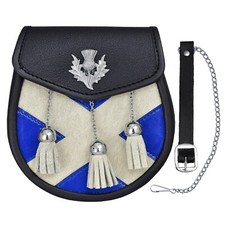 Sporran En Cuir Semi Avec Design De Saltire Et De Chardon