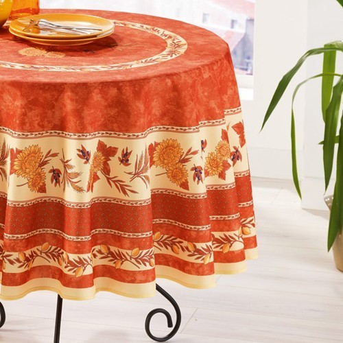 Nappe ronde abeille brique - nappe,