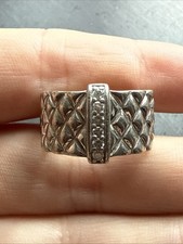 Ancienne Bague En Argent Massif 925 Jonc Alliance Anneaux Créateur coussin 