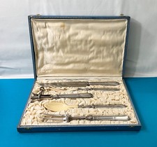 Set of 5 BOULENGER serving cutlery model LOUIS XVI LAURELS SILVER METAL