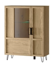 Vitrine En Verre Limbo 95x40x196cm Chêne Artisan Partiellement Massif 2 Portes