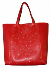 Sac cabas en cuir rouge et