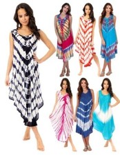 Sans Manche Cravate Teinture Robe Femmes Été Vacances Paréo Plage Robes