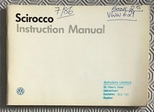 VOLKSWAGEN VW SCIROCCO Car Owner's Instruction Manual JUL 1986 #871.5650.27.20