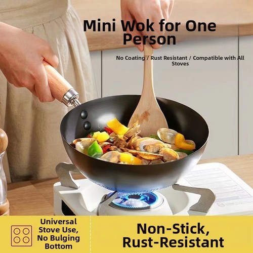 Wok japonais fer forgé à - forgé,