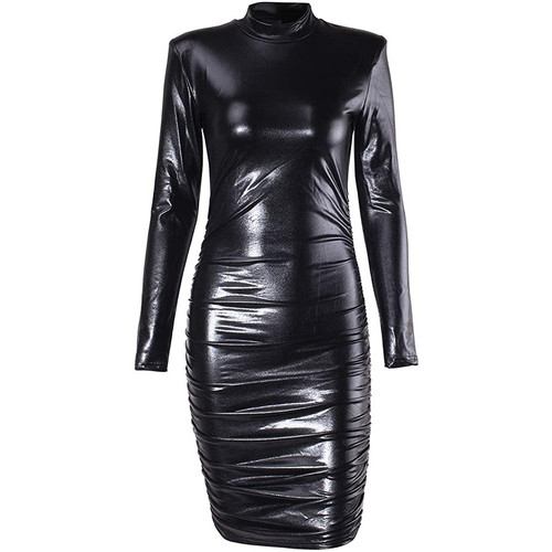 Femme moulant cuir robe - cuir,