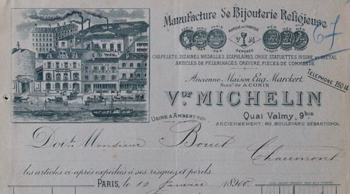 Facture 1900 paris bijouterie - 1900,
