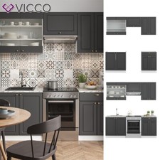 Cuisine intégrée Fame-Line Single style rustique 200cm blanc anthracite or Vicco