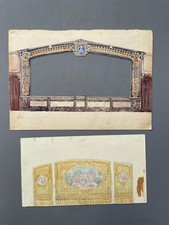 Theatre decor project, watercolor, antique drawing, early 20th century